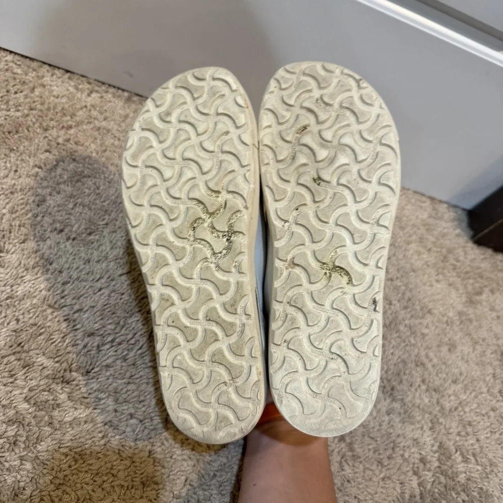 Birkenstock Bend Womens Size 7 White Leather Low Top Sneakers Comfort Cork Sole - Picture 6 of 8